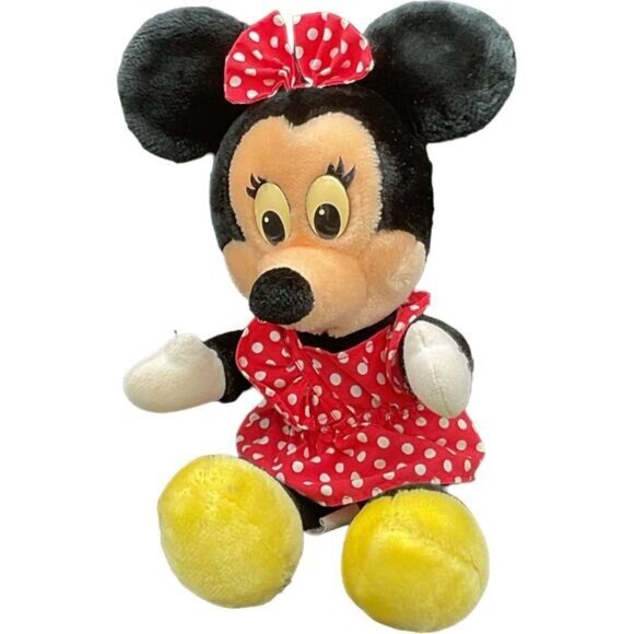 Vintage Disneyland Minnie Mouse Plush Toy 10" Polka Dot Dress & Bow Polyester - Picture 1 of 5